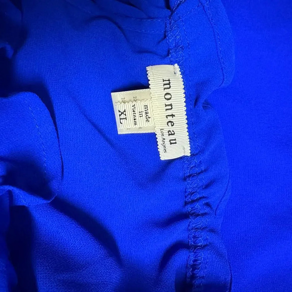 Monteau Los Angeles Royal Blue Sleeveless Flutter Sleeve Top Size XL Career - Picture 5 of 5